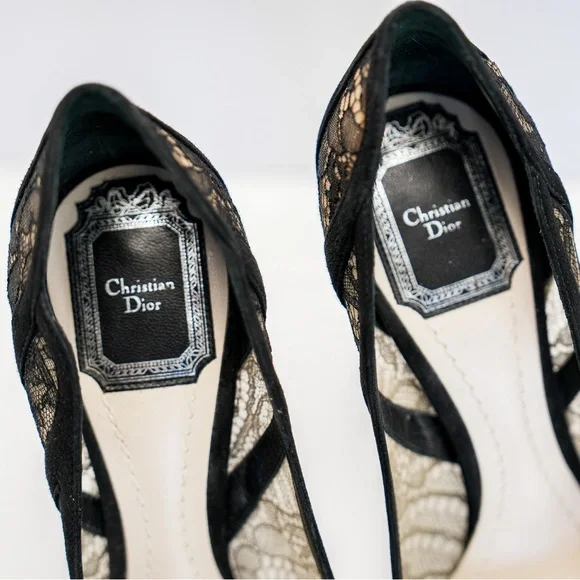 CHRISTIAN DIOR Lace & Suede Pump - Picture 3 of 10